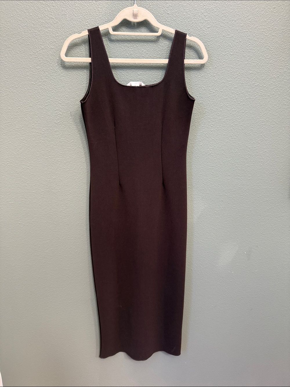 Classic Brown Sleeveless Midi Dress Form Fitted Sz S H&M
